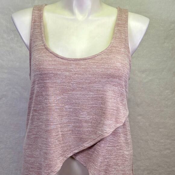 Express Crossover High Lo Sleeveless Knit Tank Top Asymmetrical Hem Pink Size L - Picture 1 of 9